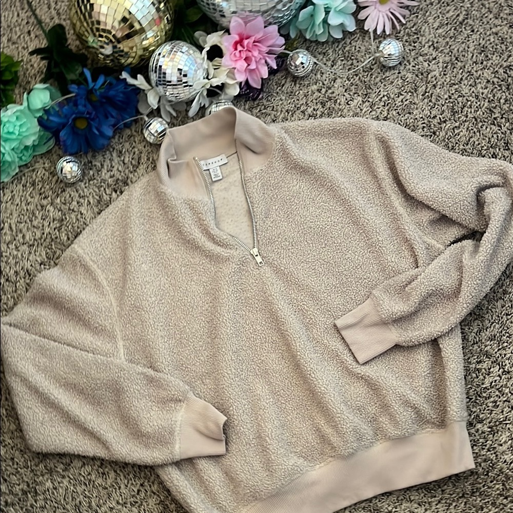 Cozy Beige Quarter-Zip Sweater - Picture 9 of 10